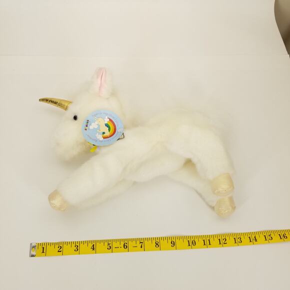 Aurora Shimmer Unicorn Cream Plush Stuffed Animal Toy Glitter Fur NO Sound - Picture 11 of 11